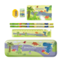 Schoolset DINO - Schrijfwarenset - Schrijfset - Tekenset - Back To School - Schoolbenodigdheden - Schrijven - Puntenslijper - Gum -Notitieboekje - Liniaal - 2 Potloden - Pennendoosje - Dino Dinosaurus