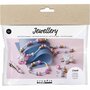 Mini Hobbyset Sieraden, Halsketting, armband, clips, broche, blauw, lichtblauw, pastel roze, 1 doos