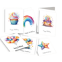 Verjaardagskaart – Verjaardags Kaartjes – Regenboog Kaartjes – Aquarel Verjaardagskaart – Happy Birthday - Kaarten Met Enveloppen – Felicitatiekaarten – Wenskaarten Verjaardag - Rainbow - 9,5x12,5cm - 6 Designs - 12 Setjes