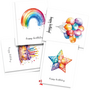 Verjaardagskaart – Verjaardags Kaartjes – Regenboog Kaartjes – Aquarel Verjaardagskaart – Happy Birthday - Kaarten Met Enveloppen – Felicitatiekaarten – Wenskaarten Verjaardag - Rainbow - 9,5x12,5cm - 6 Designs - 12 Setjes